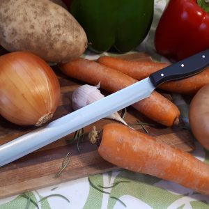 Carving knife, handmade in Canada, long slim stainless steel blade