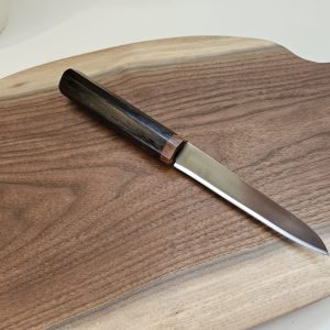 Japanese style paring knife with black Wenge wood Wa handle