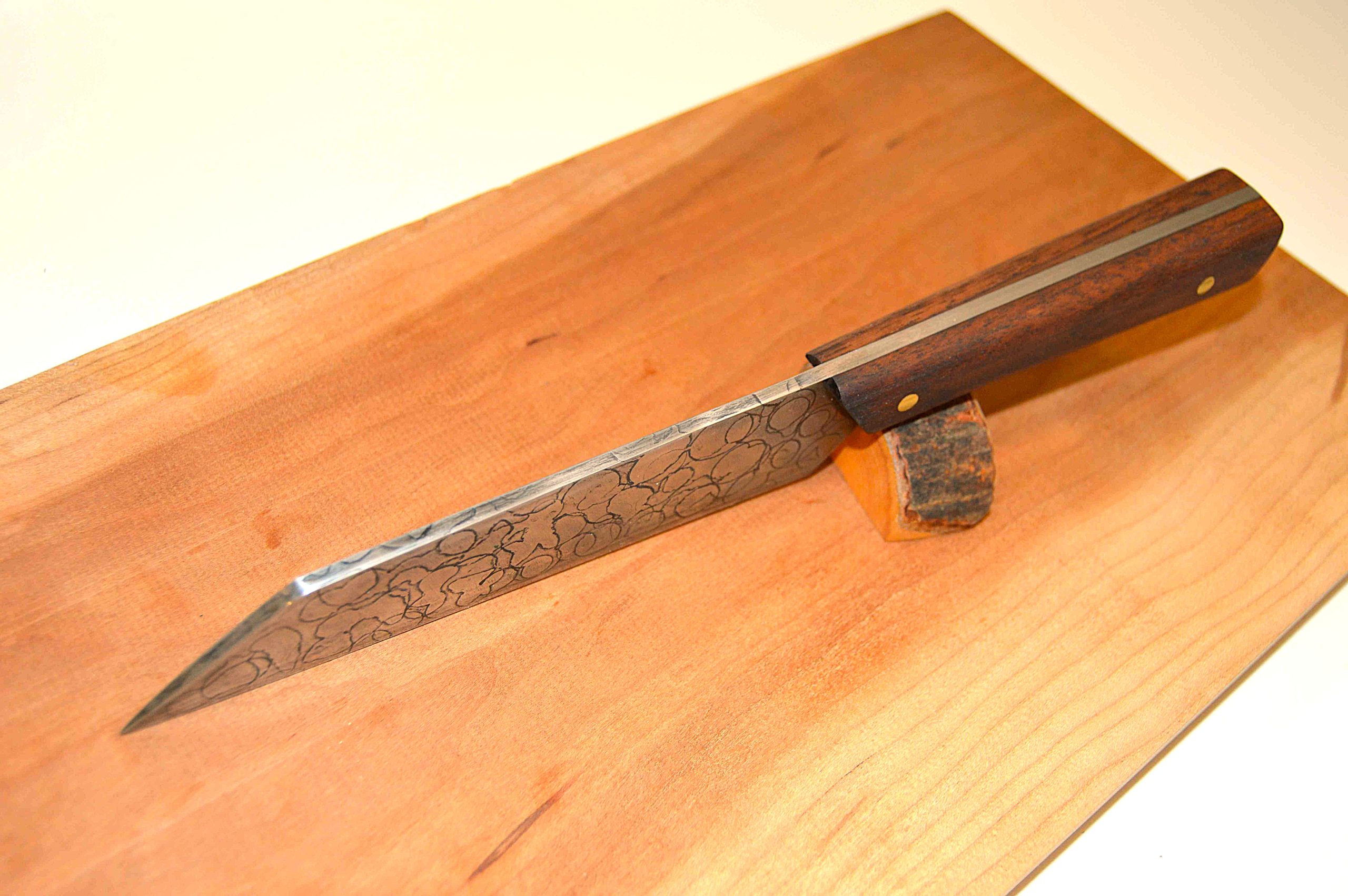 High carbon BBQ knife with walnut handle - Image 5
