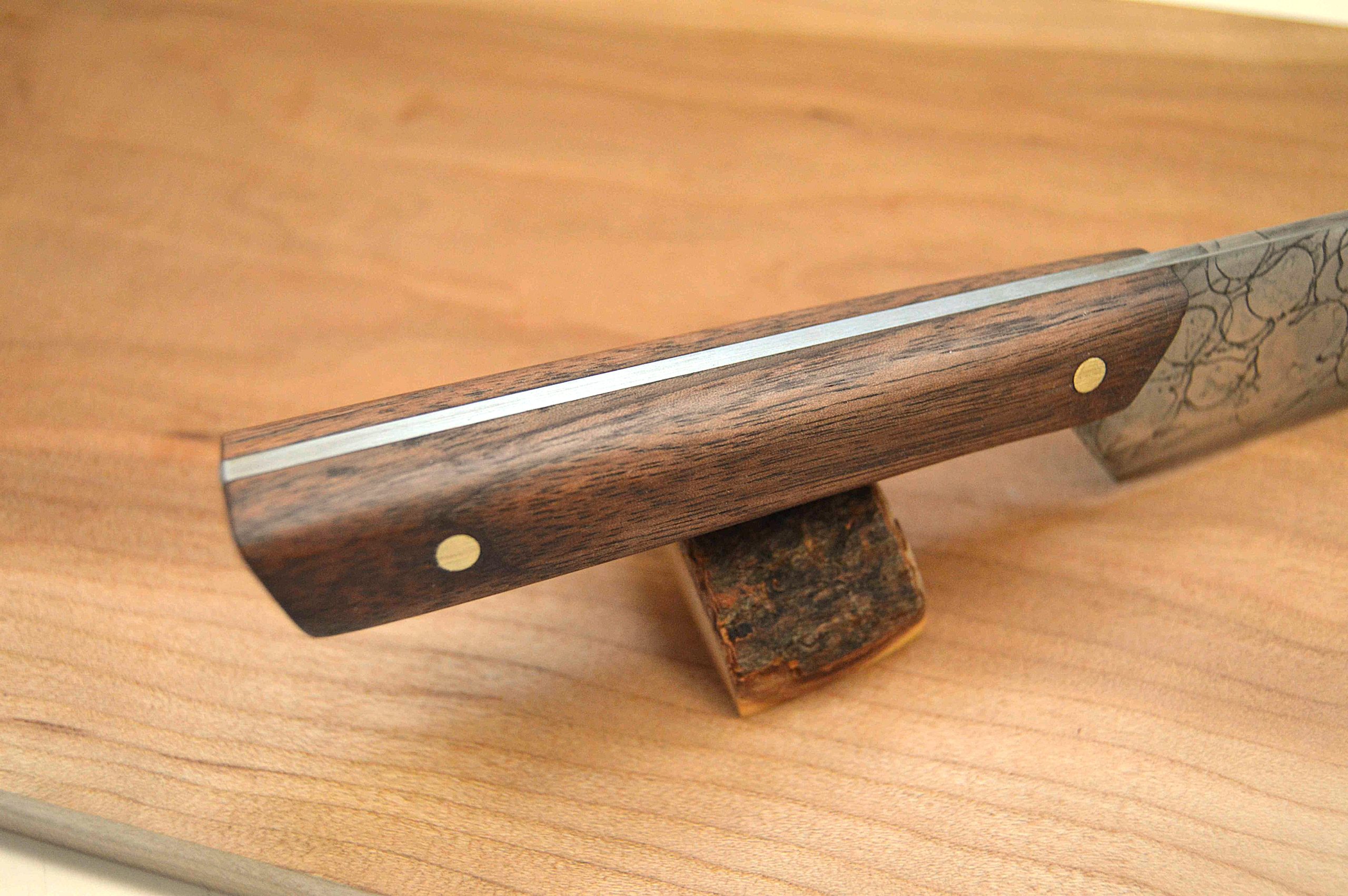 High carbon BBQ knife with walnut handle - Image 6