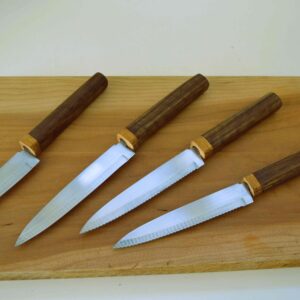 Kitchen knife set (4) with hardwood Japanese Wa handles