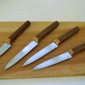 Kitchen knife set (4) with hardwood Japanese Wa handles