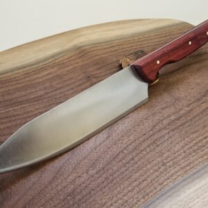 Large chef's knife with 7" blade and rose coloured handle